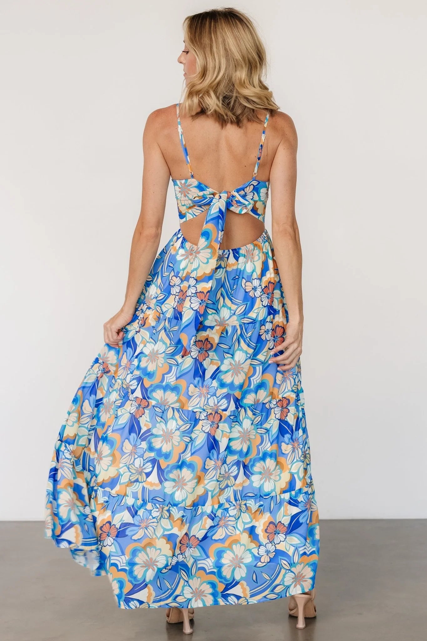 Jannica Tie Back Maxi Dress | Blue Multi
