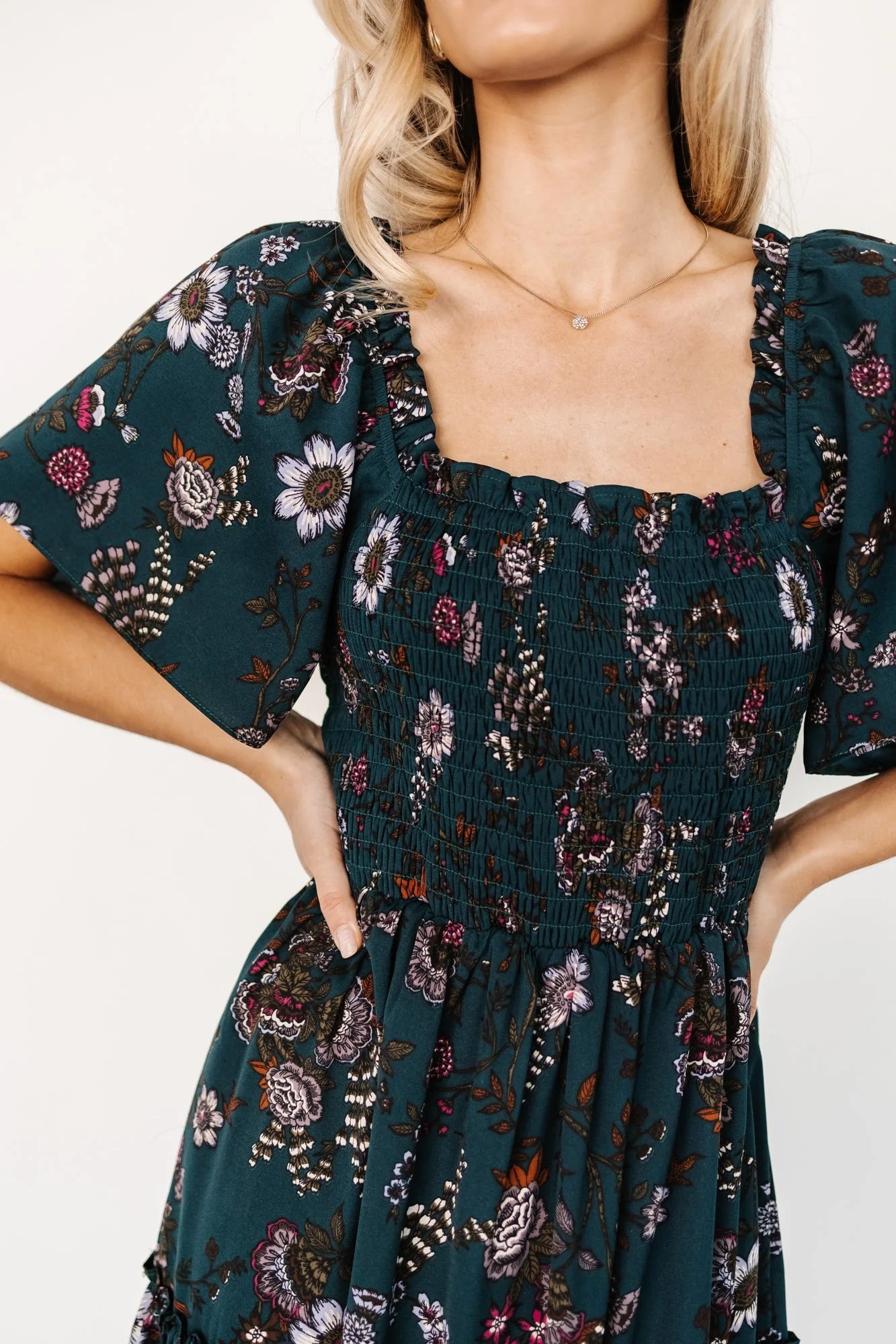 Southampton Smocked Maxi Dress | Jade Blossom